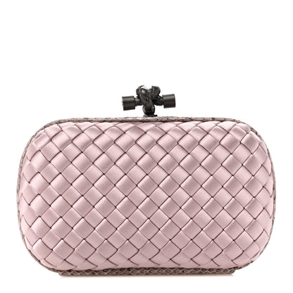 Bottega Veneta Satin Ayers Intrecciato Knot Clutch Pink 1 of 8