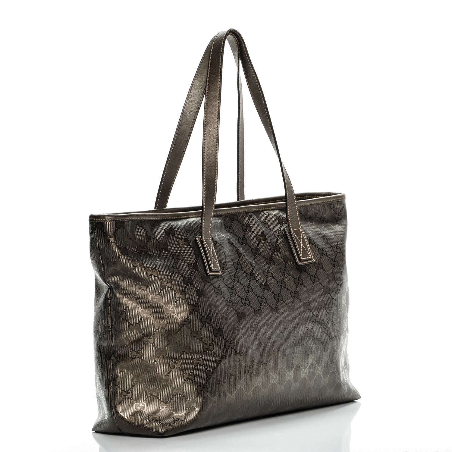 Gucci Imprime Monogram Medium Zippered Shopping Tote Pewter 3 of 13