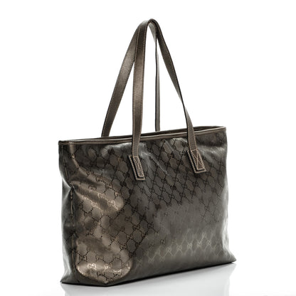 Gucci Imprime Monogram Medium Zippered Shopping Tote Pewter 3 of 13