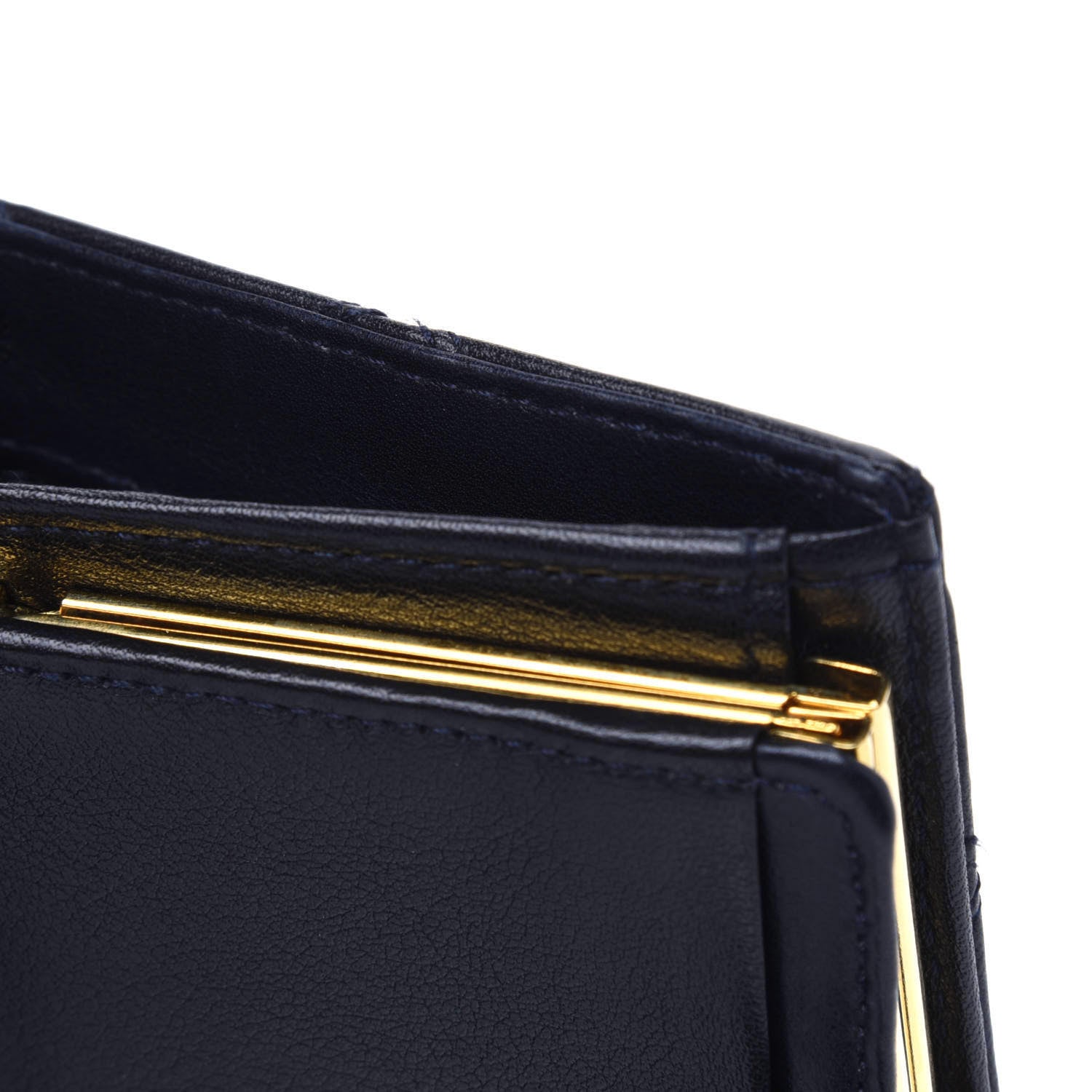 Chanel Lambskin Diamond Stitched Compact French Wallet Navy 5 of 18