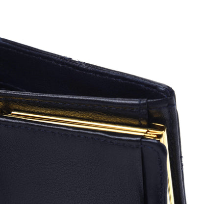 Chanel Lambskin Diamond Stitched Compact French Wallet Navy 5 of 18
