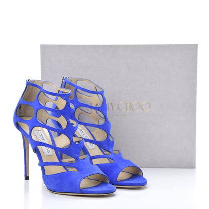 Jimmy Choo Suede Ren 100 Sandals 40.5 Cobalt 11 of 11