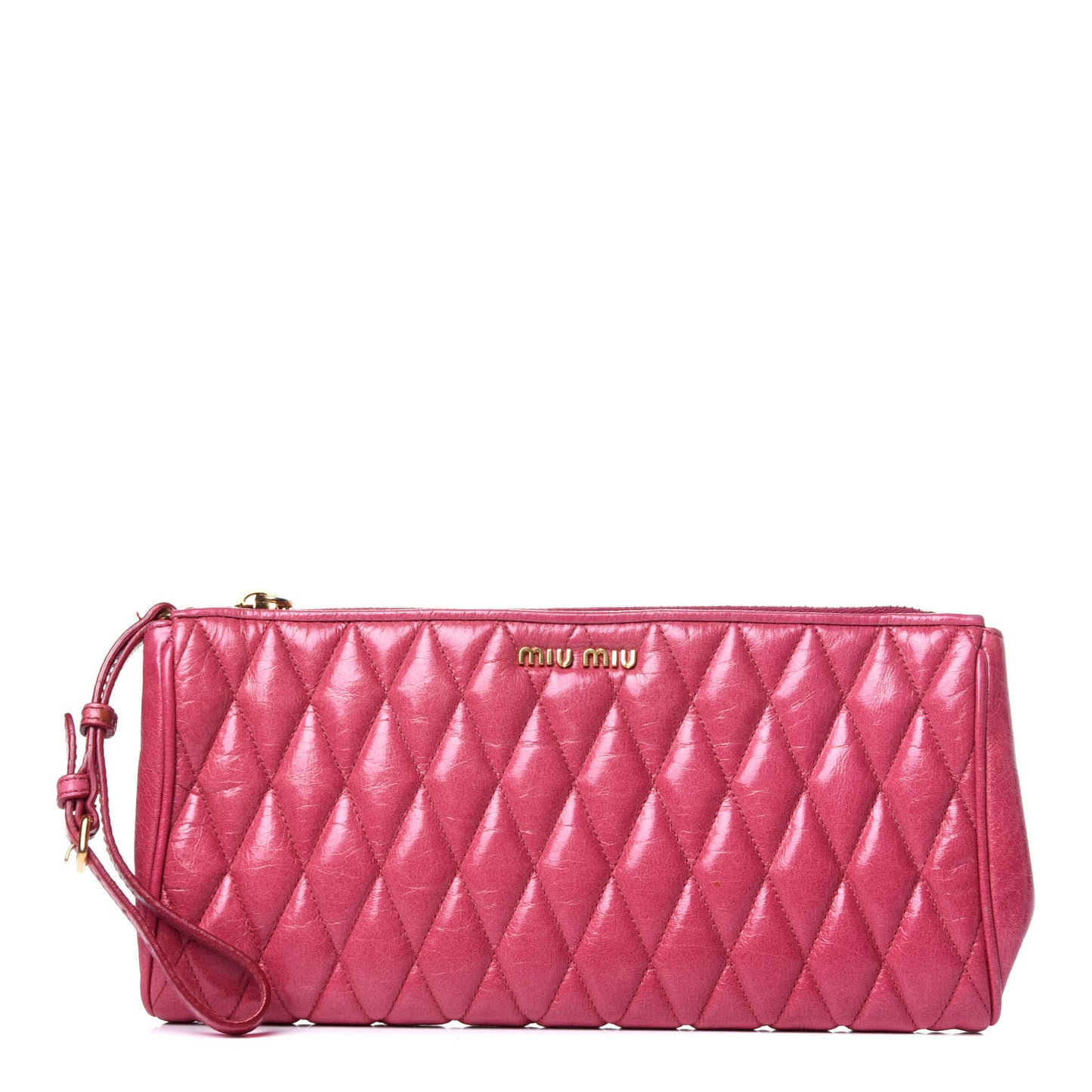 Vitello Shine Quilted Wristlet Peonia