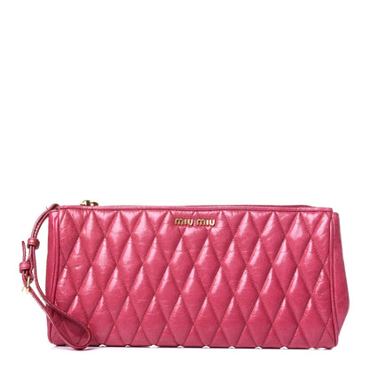 Miu Miu Vitello Shine Quilted Wristlet Peonia 1 of 12