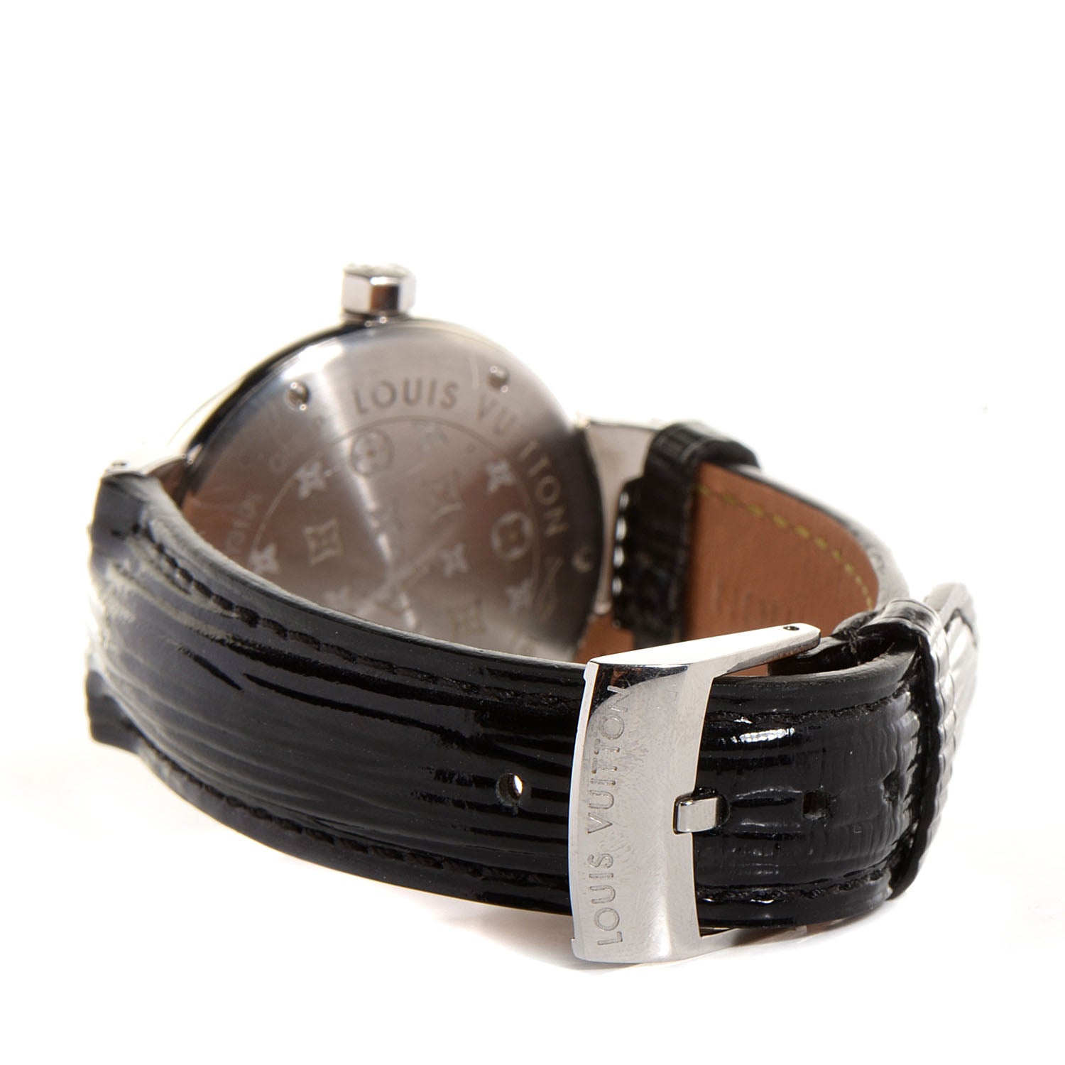Louis Vuitton Stainless Steel Epi Diamond 34mm Tambour Forever Quartz Watch Champagne 3 of 7