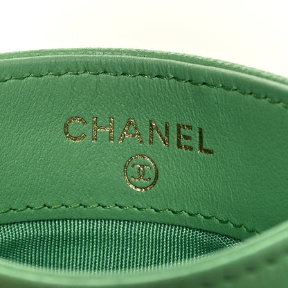 Chanel Shiny Goatskin Quilted Chanel 19 Card Holder Green 6 of 10