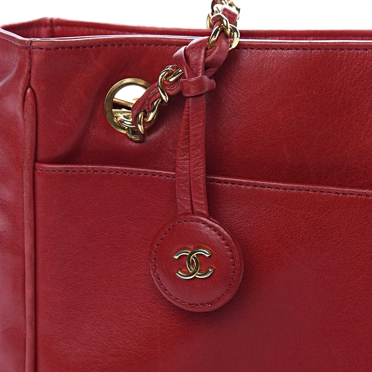 Lambskin Quilted Tote Red