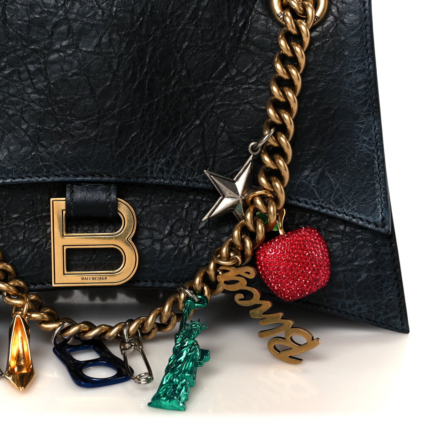 Balenciaga Crushed Calfskin Quilted Small Souvenirs Crush Chain Bag Black 11 of 12
