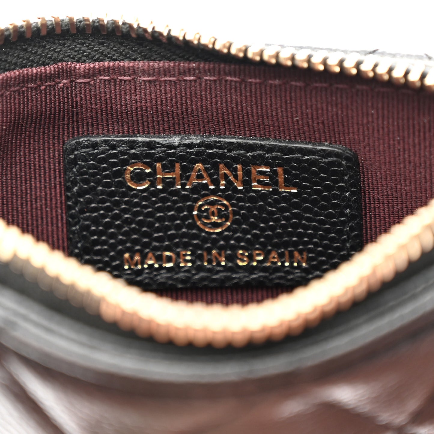 Caviar Quilted Flap Zip Card Holder Black