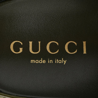 Gucci New Canvas Monogram GG Granada Kid Womens Horsebit Mules 39.5 Green 8 of 9