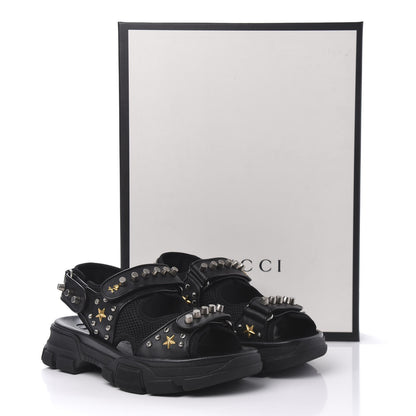 Gucci Nappa Mesh Studded Mens Aguru Sandals 6 Black 8 of 9