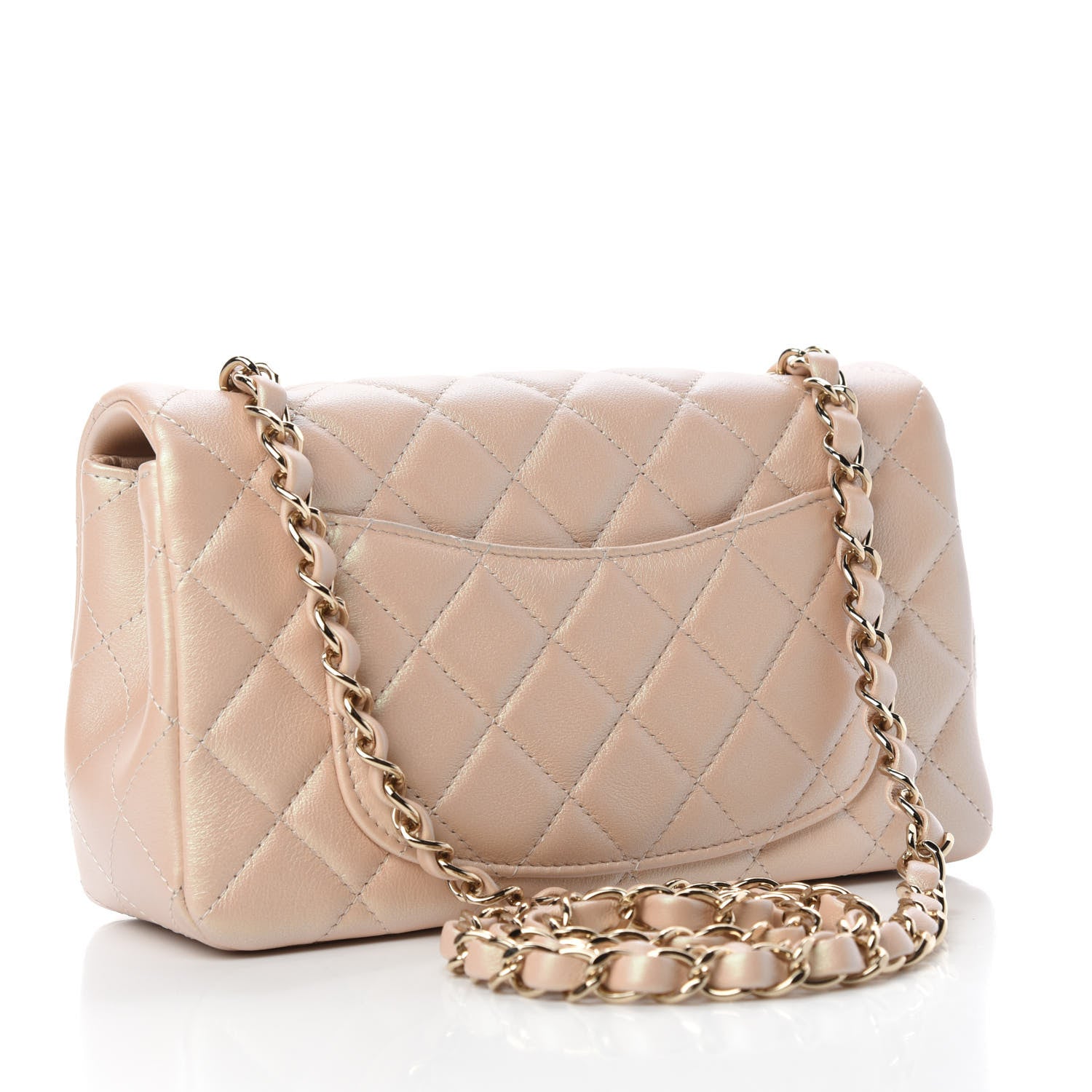 Chanel Iridescent Calfskin Quilted Mini Rectangular Flap Beige 3 of 10