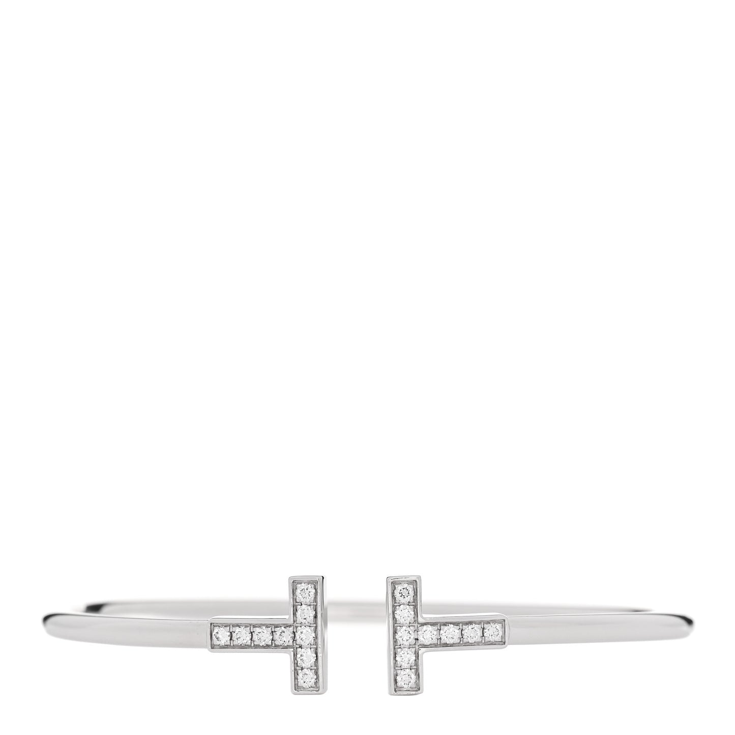 18K White Gold Diamond T Wire Bracelet