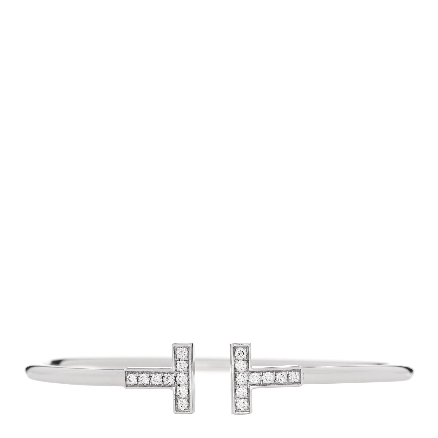 Tiffany 18K White Gold Diamond T Wire Bracelet 1 of 4