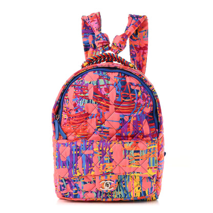 Chanel Foulard Fabric Quilted Printed Backpack Pink 1 of 12