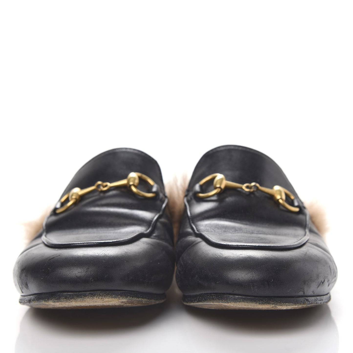 Calfskin Fur Womens Princetown Slippers 35 Black