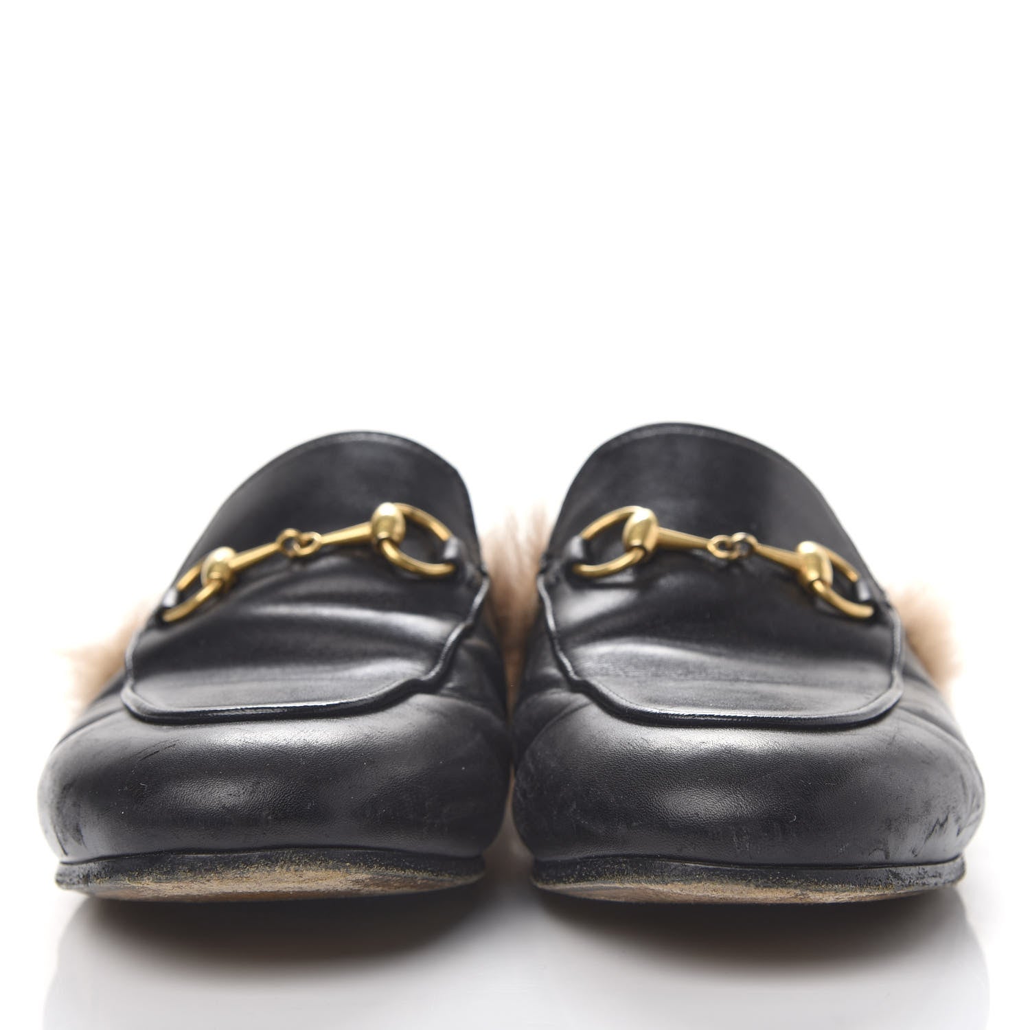 Gucci Calfskin Fur Womens Princetown Slippers 35 Black 2 of 10
