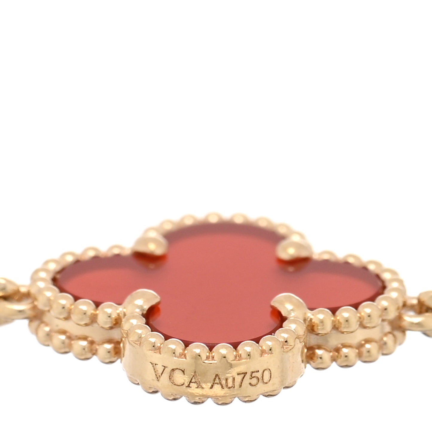 18K Yellow Gold Carnelian 5 Motifs Vintage Alhambra Bracelet