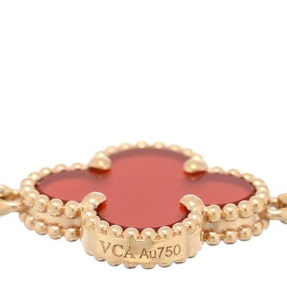 Van Cleef & Arpels 18K Yellow Gold Carnelian 5 Motifs Vintage Alhambra Bracelet 3 of 4