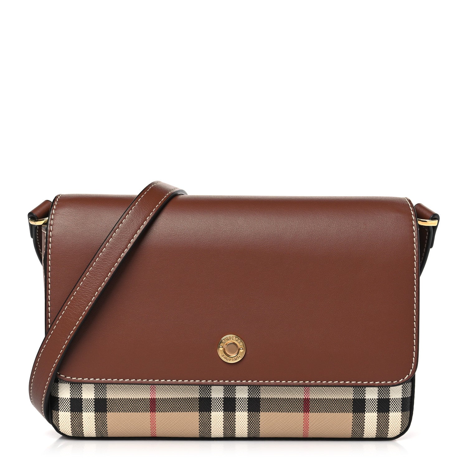 Burberry Calfskin Vintage Check Penny Bag Archive Beige Tan 1 of 8