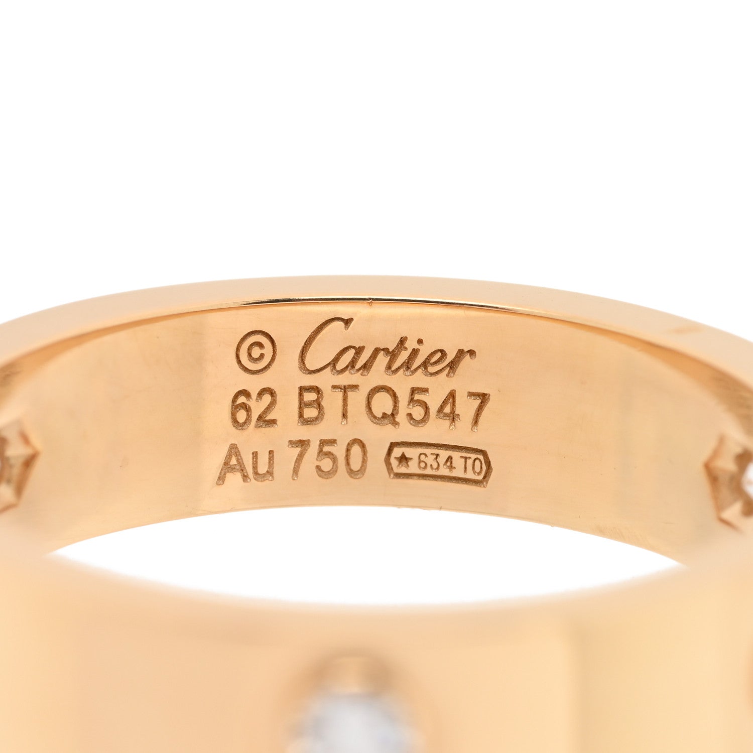 Cartier 18K Yellow Gold 3 Diamond 5.5mm LOVE Ring 62 10 4 of 4
