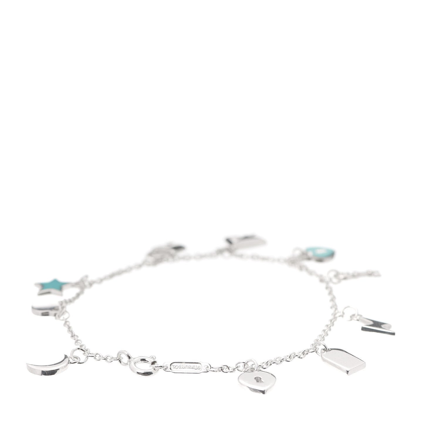 Sterling Silver Enamel Love Notes Charm Bracelet Blue