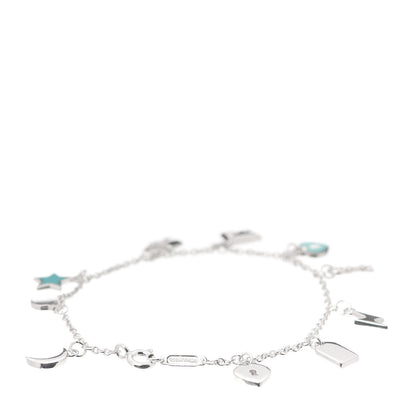 Tiffany Sterling Silver Enamel Love Notes Charm Bracelet Blue 3 of 7