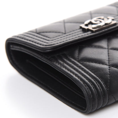 Chanel Lambskin Quilted Compact Boy Wallet Black 10 of 14