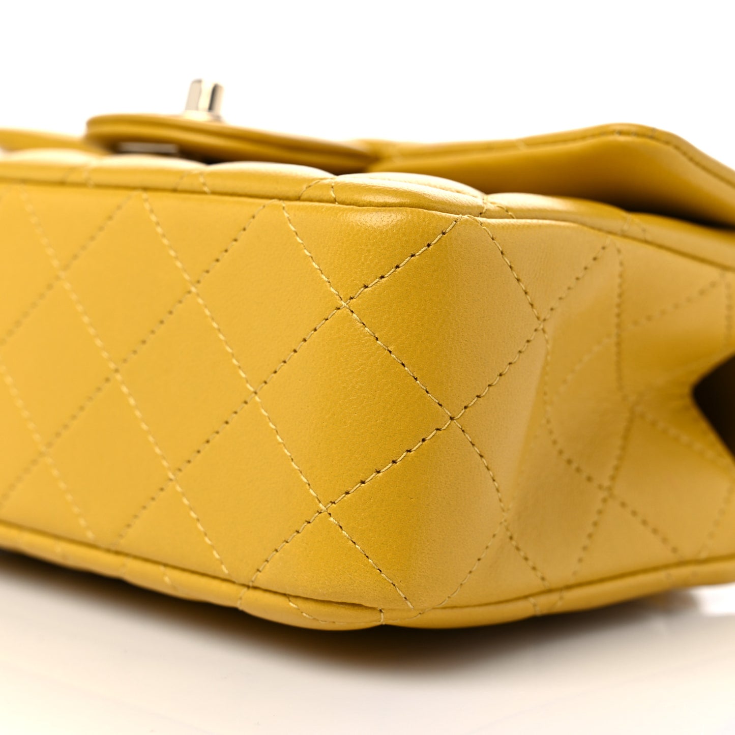 Lambskin Quilted Mini Top Handle Rectangular Flap Yellow