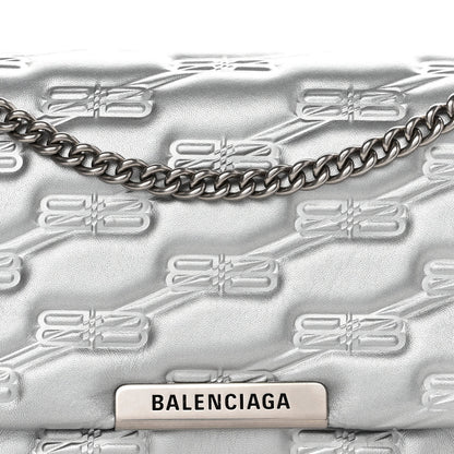 Balenciaga Nappa Allover License BB Monogram Embossed Medium Triplet Bag Silver 8 of 10