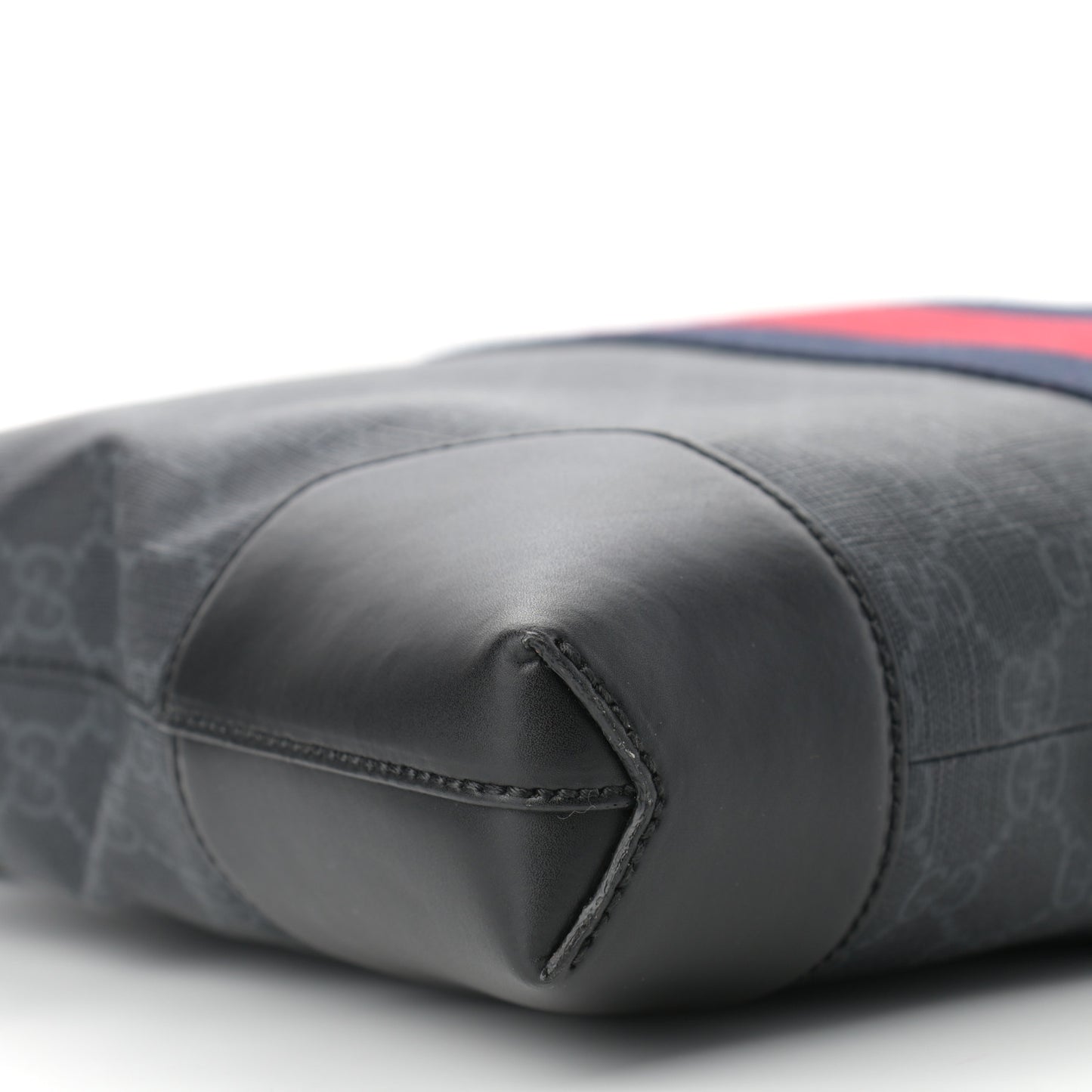 Soft GG Supreme Monogram Appia Calfskin Web East West Messenger Bag Black Grey