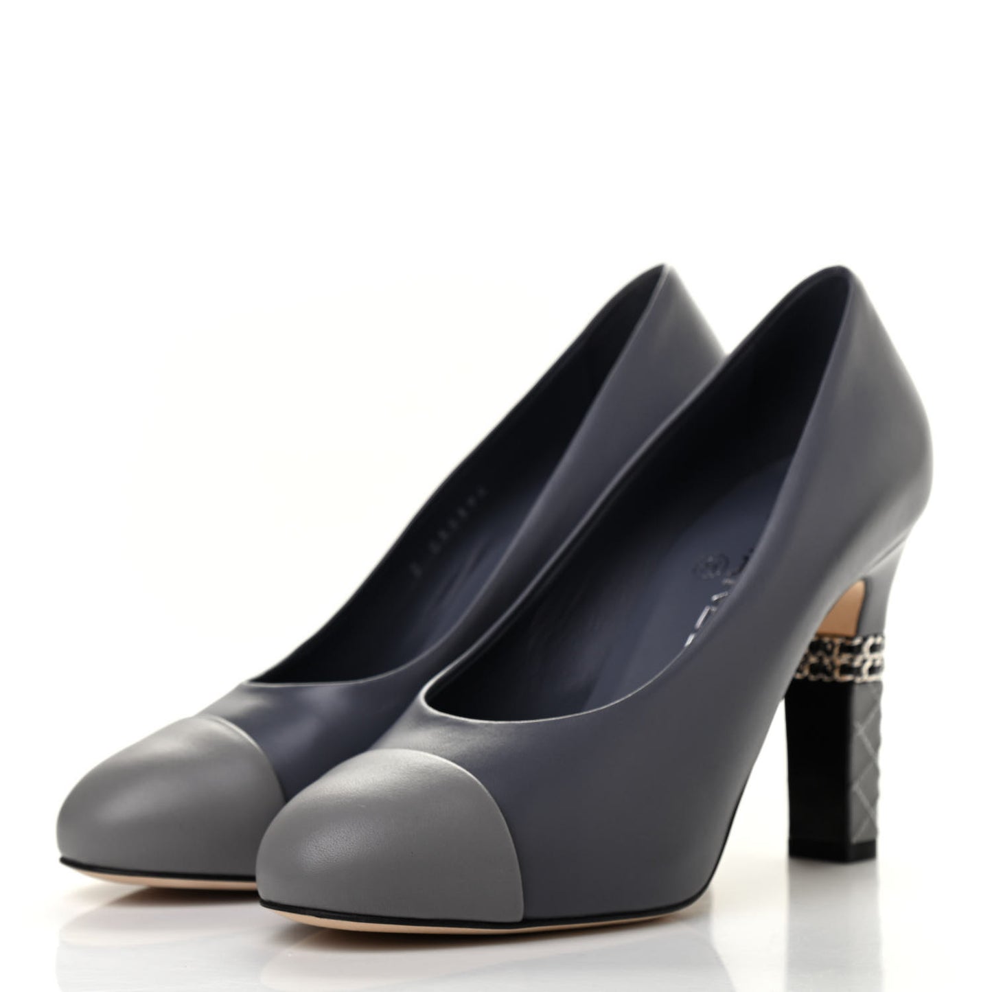 Lambskin Cap Toe CC Pumps 38 Dark Grey