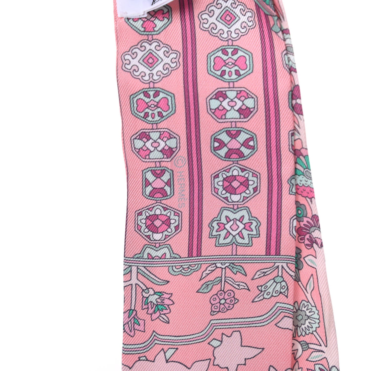 Hermes Silk Tapis Persans Twilly Rose Vert De Eau Creme 4 of 4