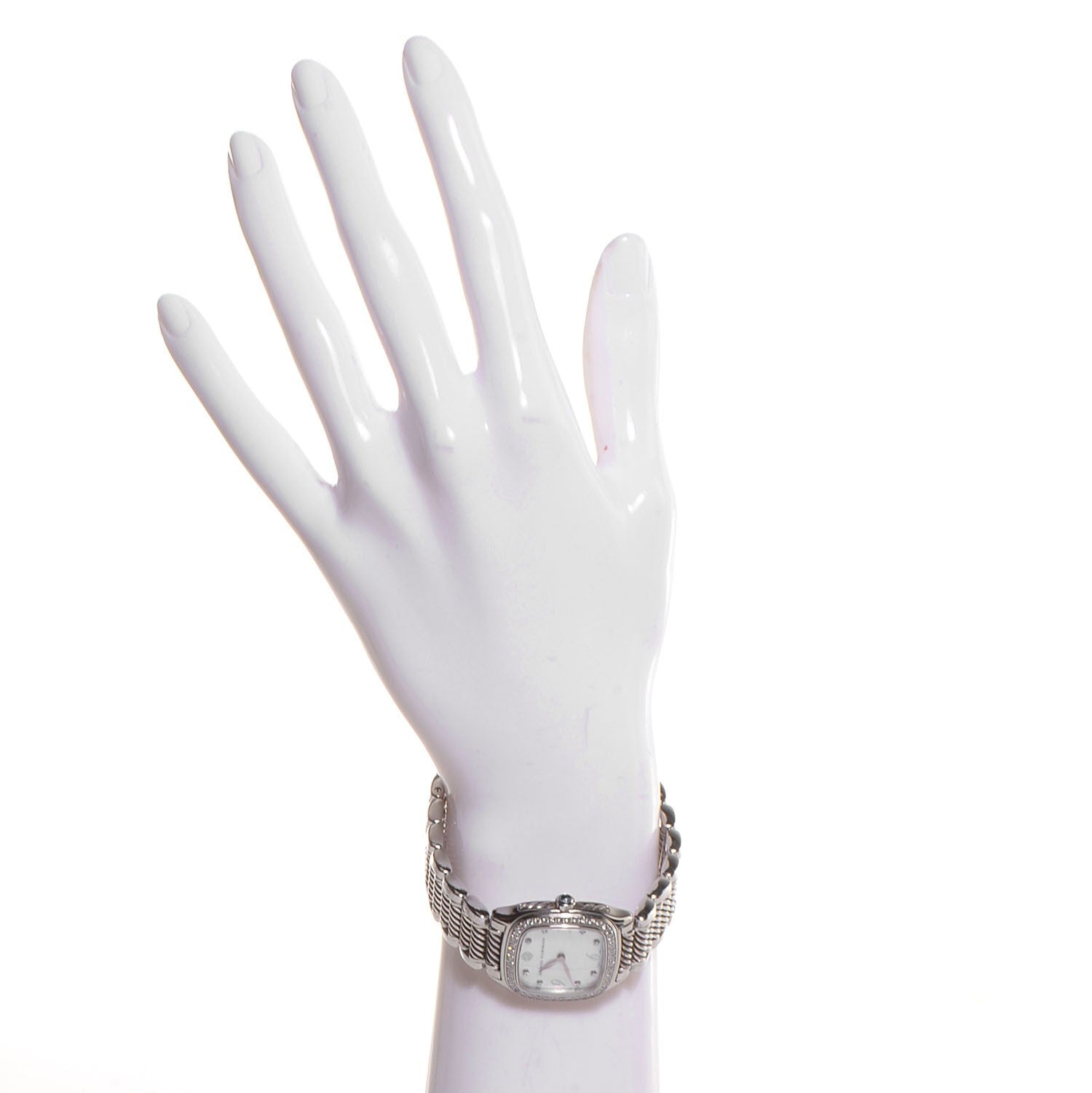David Yurman Stainless Steel Diamond Bezel Mother of Pearl 25mm Thoroughbred Quartz Watch 2 of 8