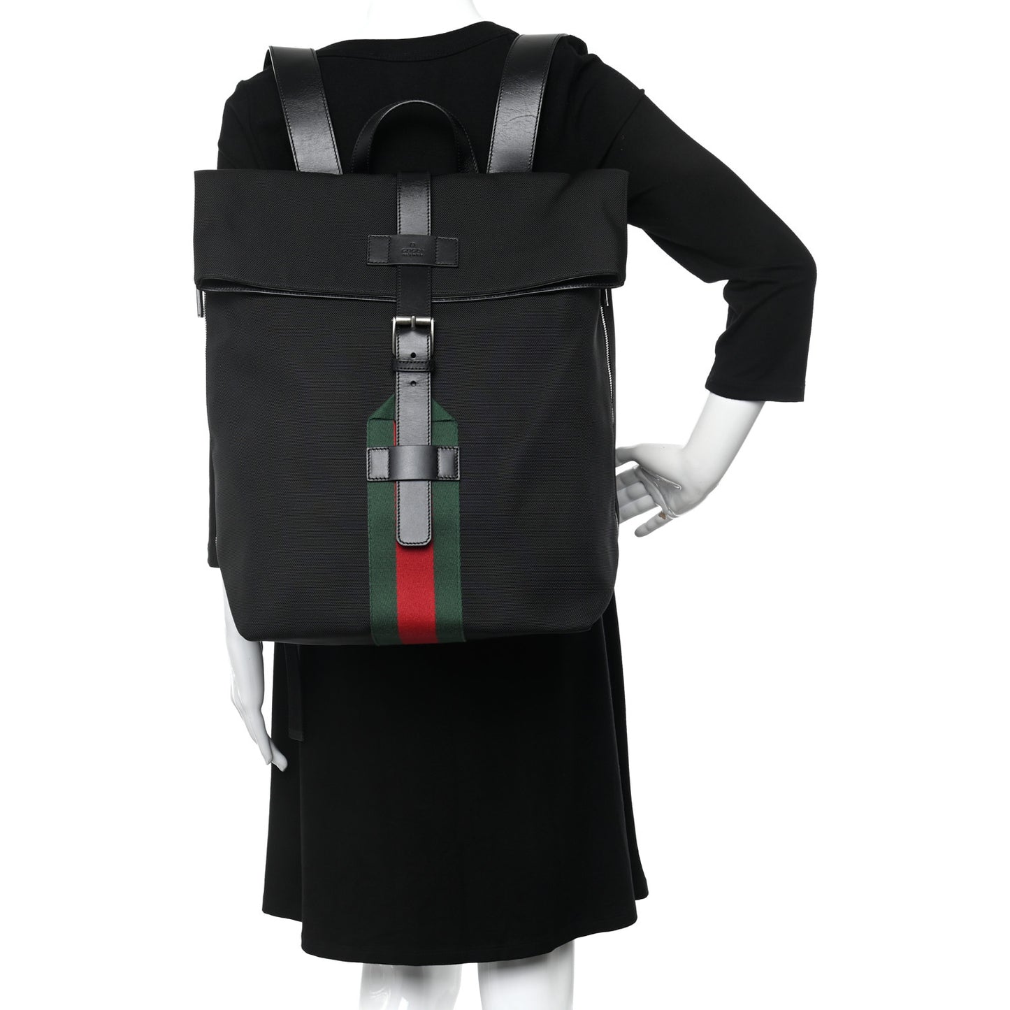 Techno Canvas Web Single Buckle Backpack Black