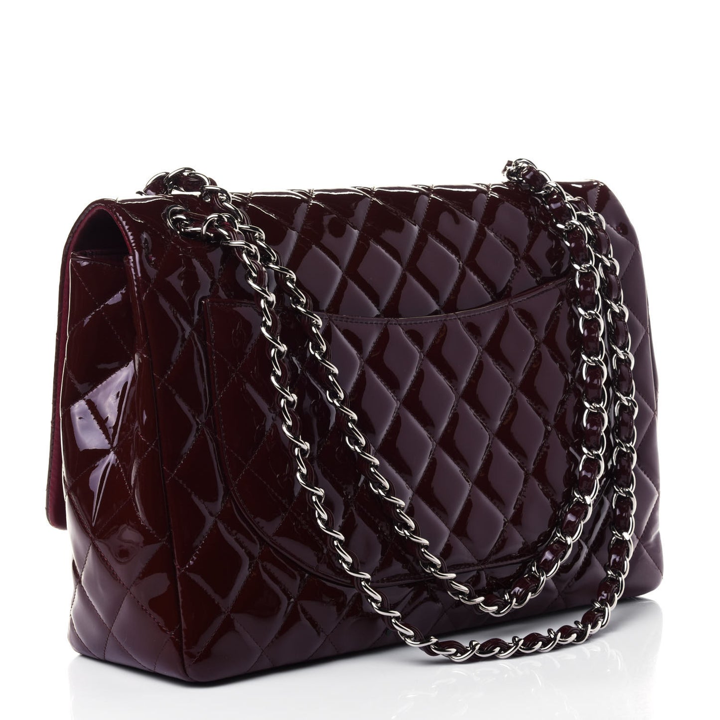 Patent Quilted Maxi Single Flap Dark Red