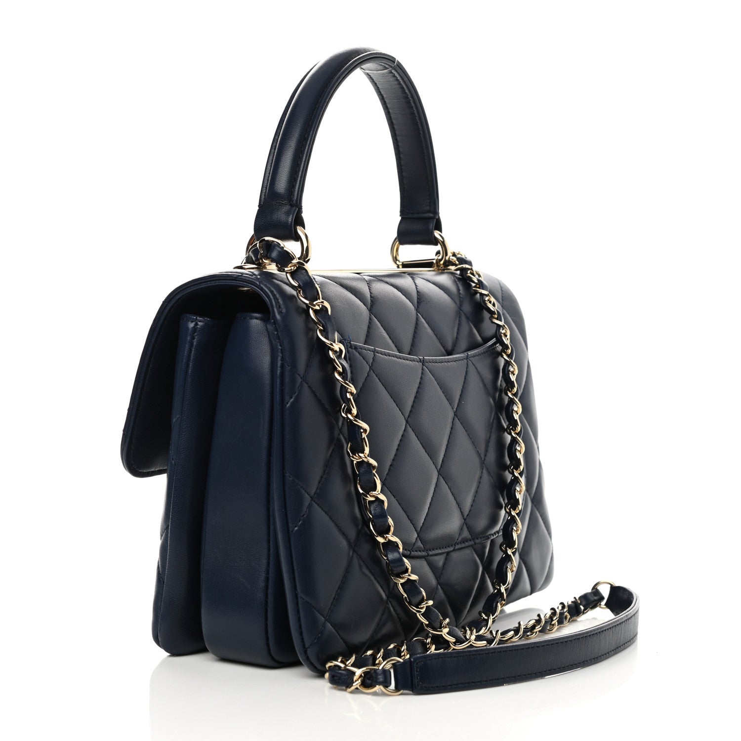 Chanel Lambskin Quilted Small Trendy CC Flap Dual Handle Bag Navy 3 of 12