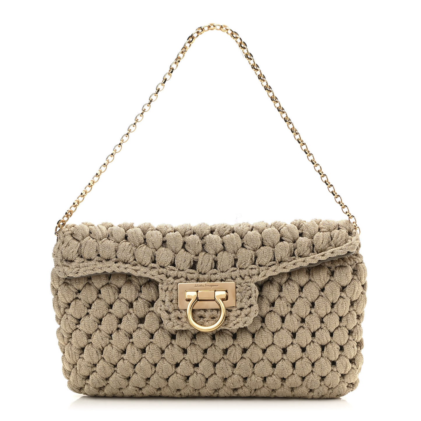 Woven Fabric Shoulder Bag Beige