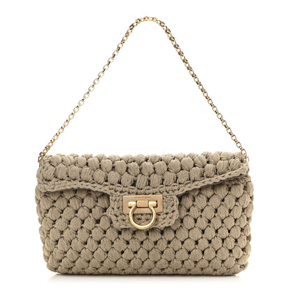 Salvatore Ferragamo Woven Fabric Shoulder Bag Beige 1 of 11
