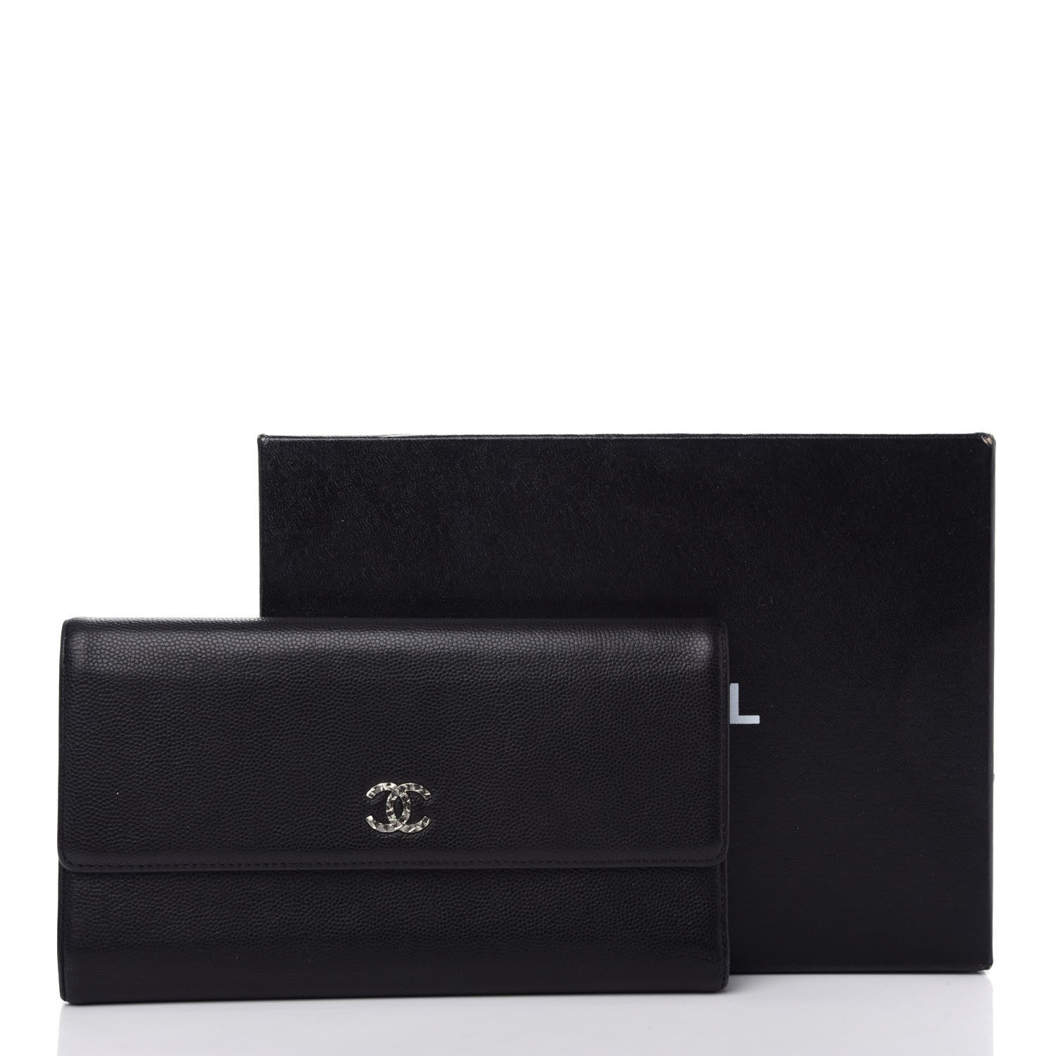 Chanel Caviar Sevruga CC Large Gusset Flap Wallet Black 9 of 9
