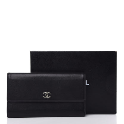 Chanel Caviar Sevruga CC Large Gusset Flap Wallet Black 9 of 9