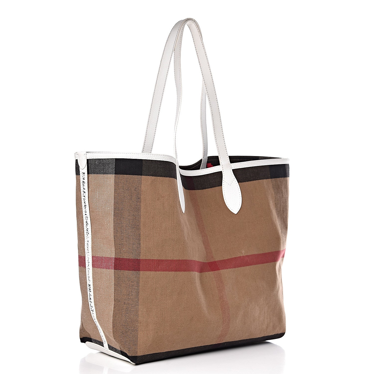 Burberry Coated Canvas Mega Check Sketchbook Large Reversible Doodle Tote White 6 of 27