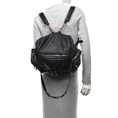 Alexander Wang Lambskin Marti Backpack Bag Washed Black Rose Gold Hardware 2 of 9