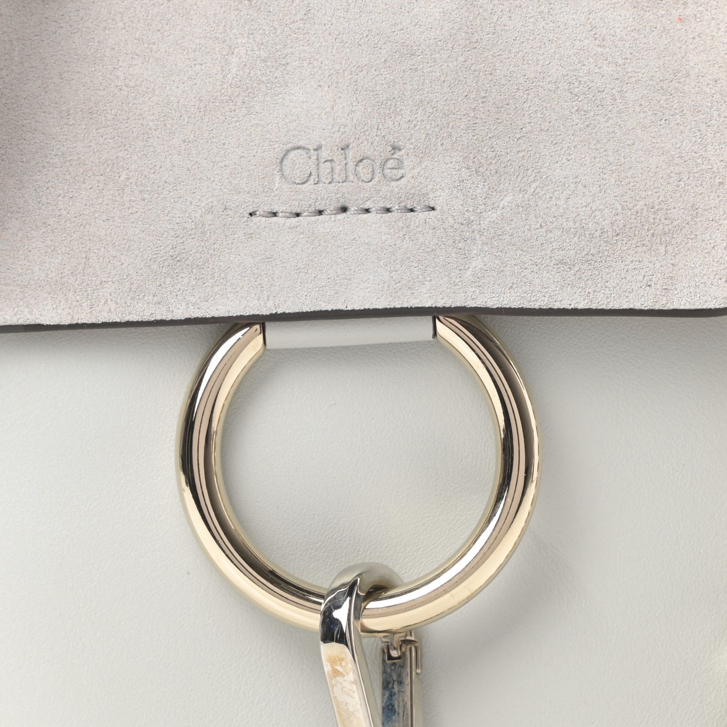 Suede Calfskin Mini Faye Bracelet Bag Airy Grey