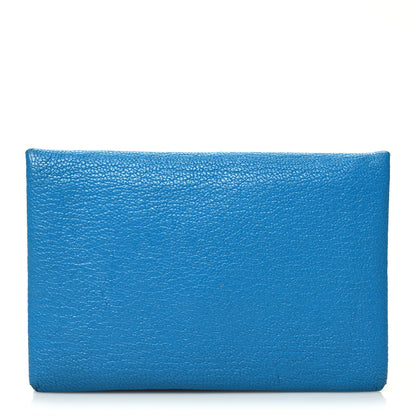 Hermes Chevre Mysore Verso Calvi Card Case Bleu Frida Cuivre 1 of 13