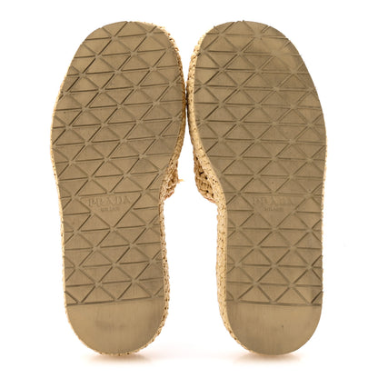 Prada Raffia Metal Triangle Logo Woven Flatform 35mm Slide Sandals 36 Naturale 6 of 10