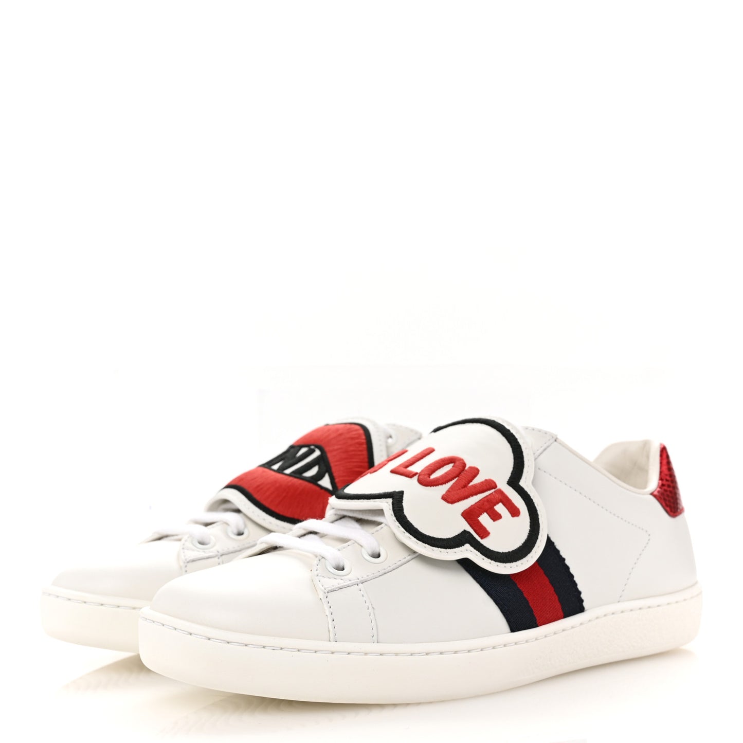 Calfskin Ayers Blind For Love Embroidered Womens Ace Sneakers 36.5 White