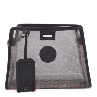 Fendi Mesh Vitello Century FF 1974 Mini Peekaboo Defender Cover Marrone Black Ebano 1 of 10