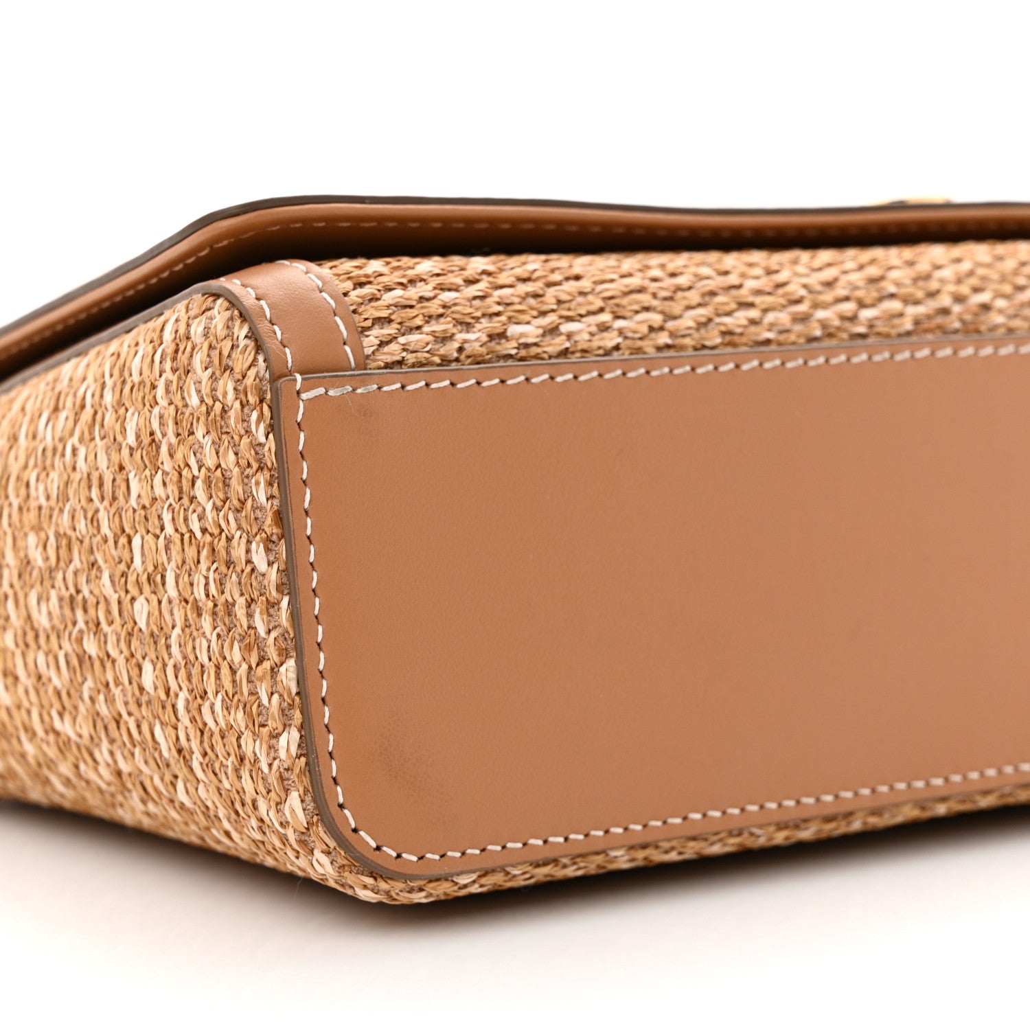 Burberry Raffia Calfskin TB Note Crossbody Bag Natural 9 of 10