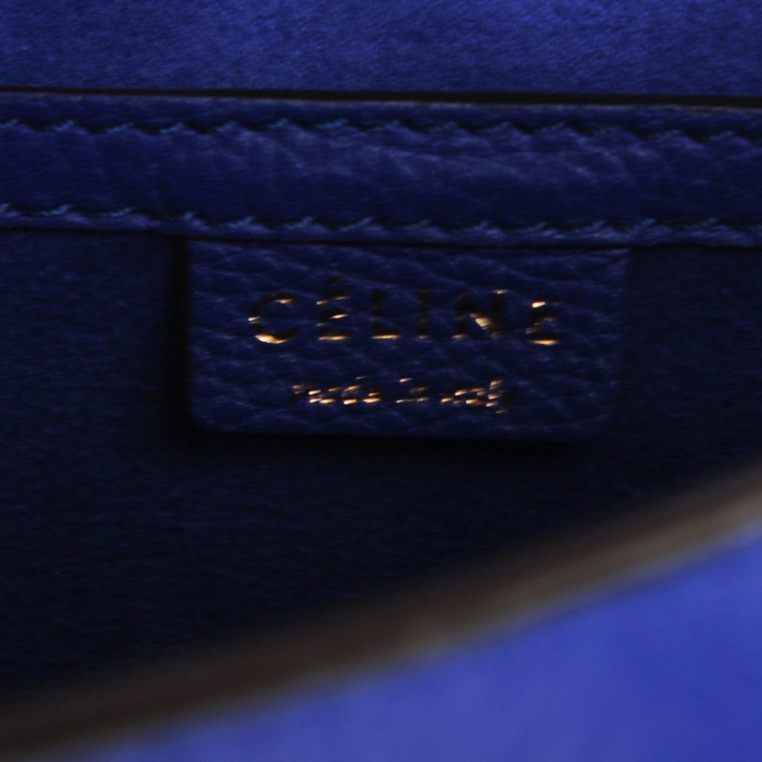 Celine Drummed Calfskin Nano Luggage Indigo 7 of 8